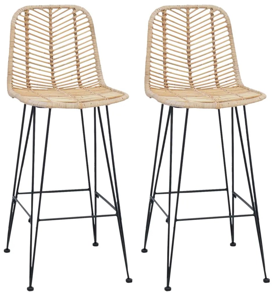 Bárszék 2 pcs Természetes 44,5 x 53 x 111 cm Rattan és Vas