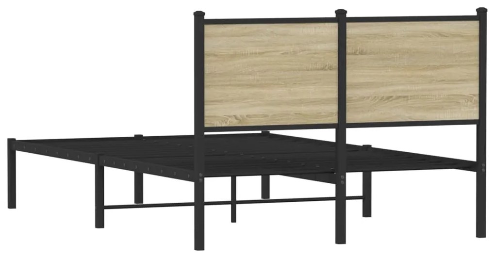 sonoma tölgy színű fém ágykeret matrac nélkül 120 x 200 cm