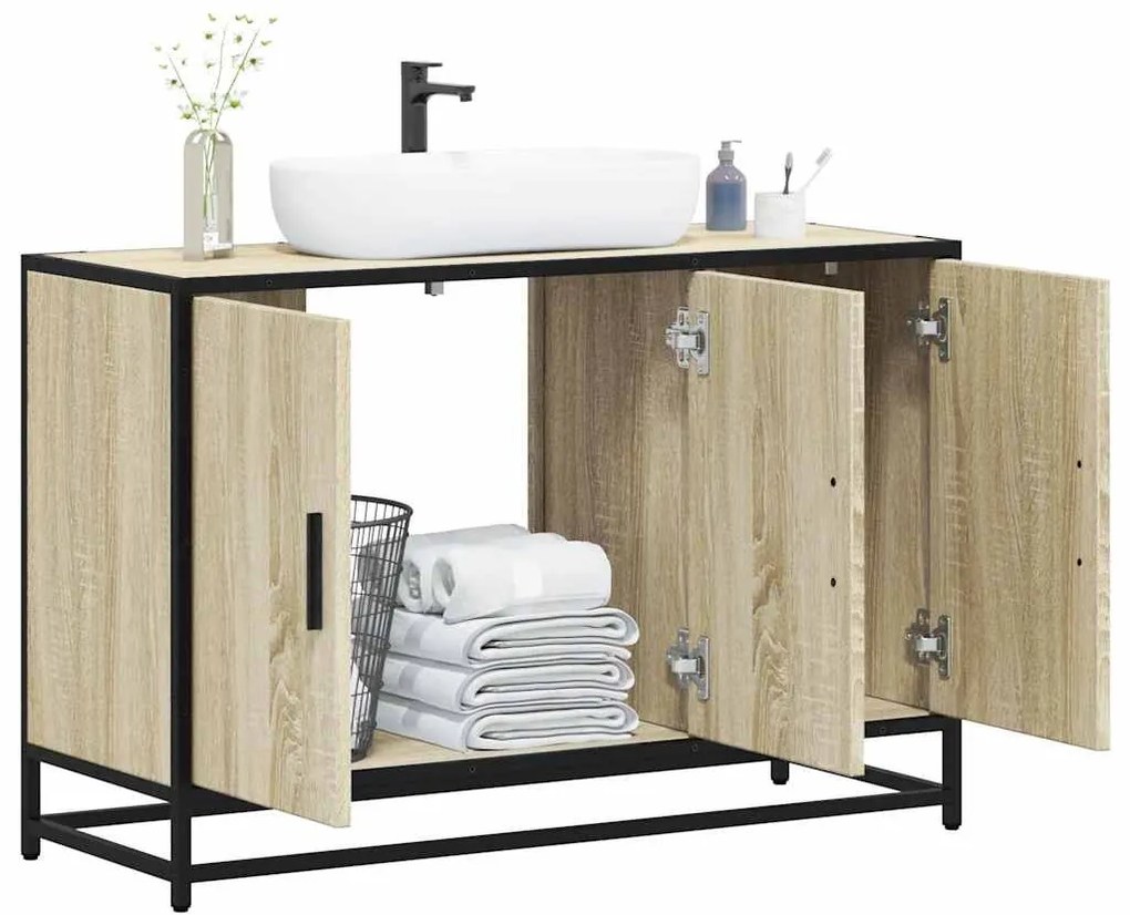 sonoma tölgyfa fürdőszobai mosdószekrény 90 x 33 x 60 cm