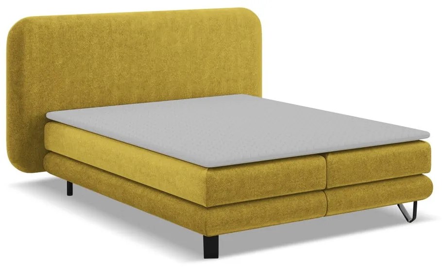 Mustársárga boxspring ágy 180x200 cm Ilima – Makamii