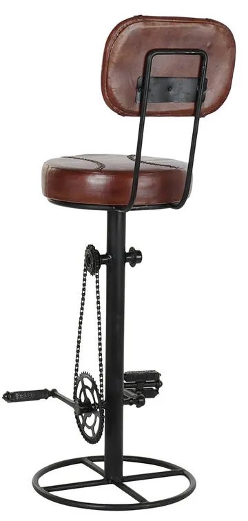 Barna bőr bárszék bicikli pedal design 118 cm háttámlával