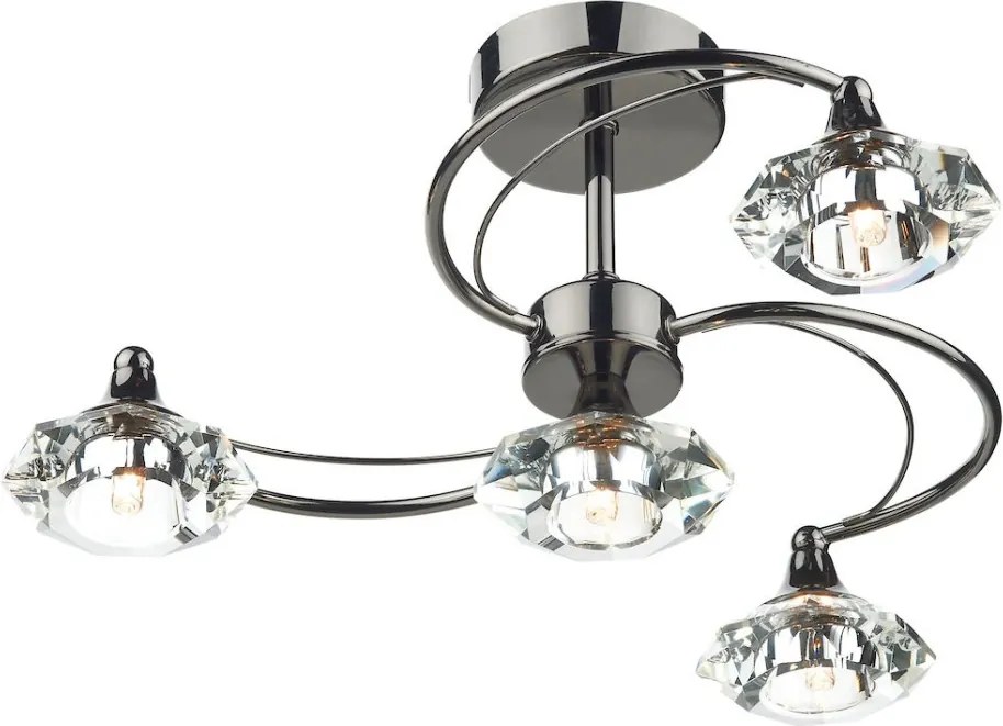 DAR LIGHTING LUT0467 LUTHER Kristály Mennyezeti Lámpa Fekete Króm G9 IP20