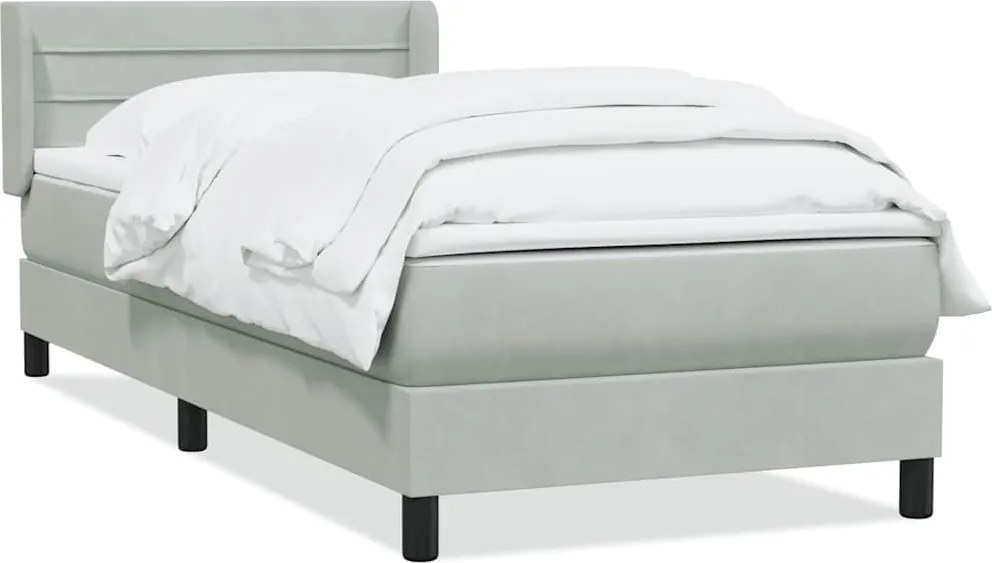 vidaXL világosszürke bársony rugós ágy matraccal 90x220 cm