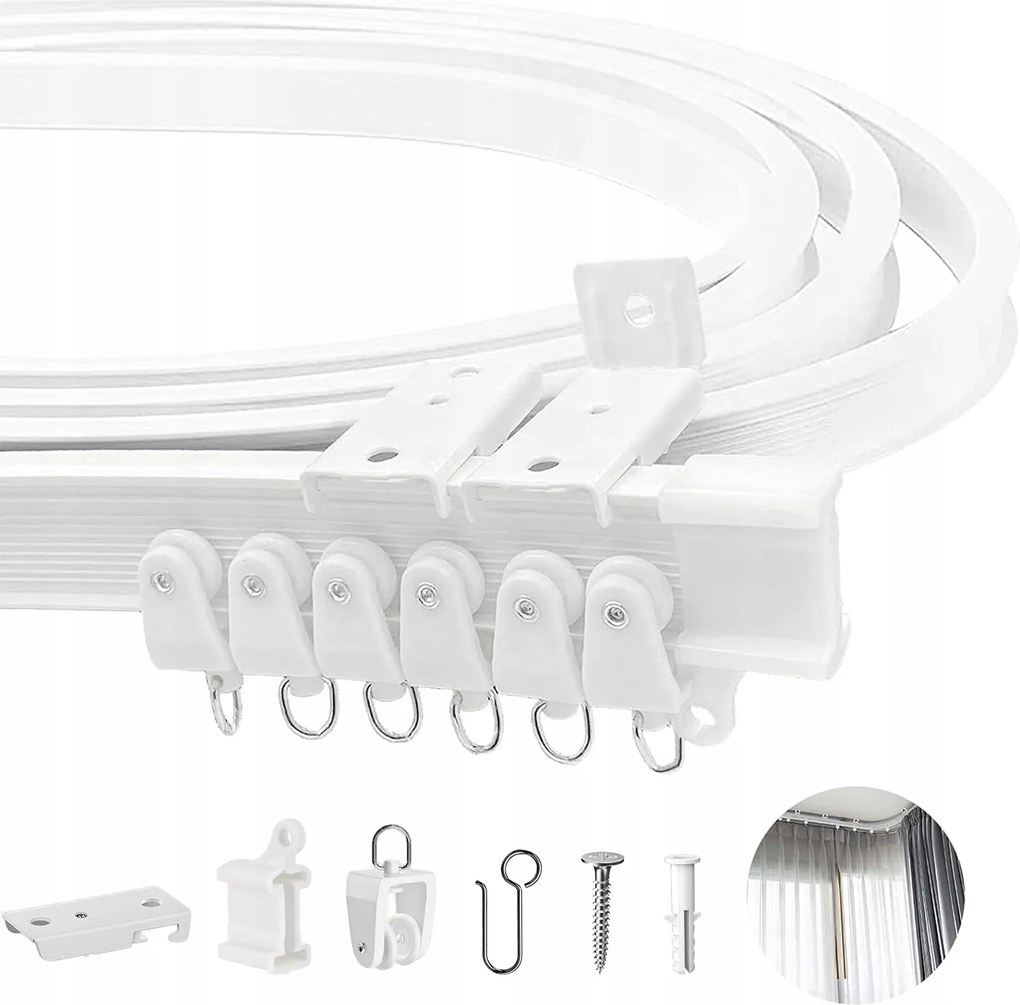 Rugalmas Hajlított Mennyezeti Függönykarnis 5 M Falra Szerelhető Könnyen Telepíthető Fehér