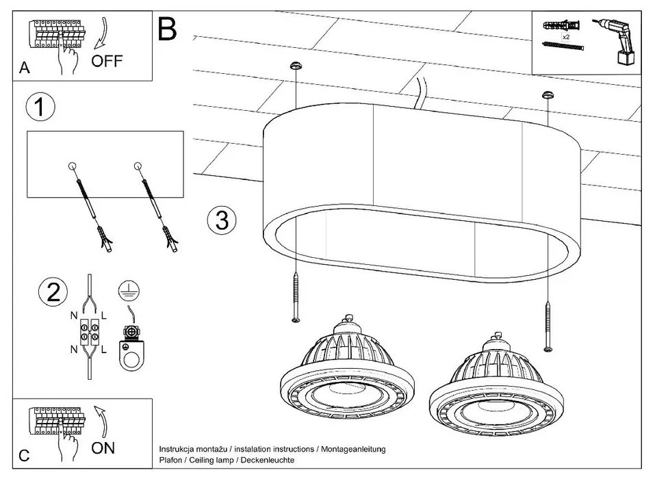 Szürke spotlámpa 27x14 cm Spattio - Sollux