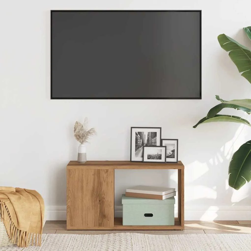 kézműves tölgy színű szerelt fa TV-szekrény 60 x 24 x 32 cm