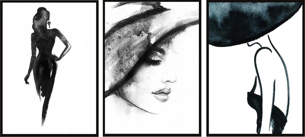 Poszterek Keretben 33x43cm Triptichon 3 db-os kép szett Valentin nap Nő P692