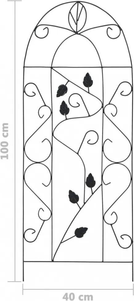3 db fekete vas növényfuttató állvány 40 x 100 cm