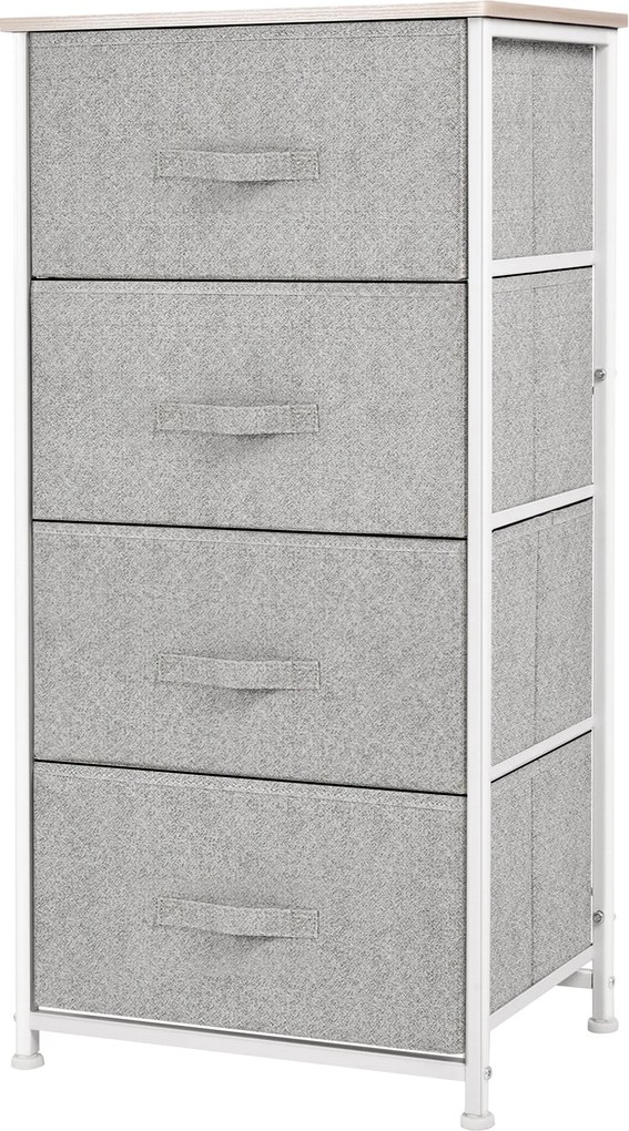 HOMCOM 4 Textil Fiókos Komód Tároló Szekrény Multifunkciós, 45x30x92 cm, Szürke | Aosom