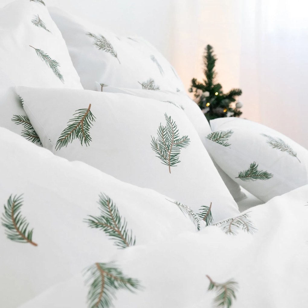 Goldea karácsonyi pamut ágyneműhuzat - fenyő ág mintás 140 x 200 és 70 x 90 cm