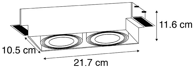 Okos süllyesztett spotlámpa fekete keret nélküli 2-lámpás 2 Wifi GU10 70mm-rel - Oneon