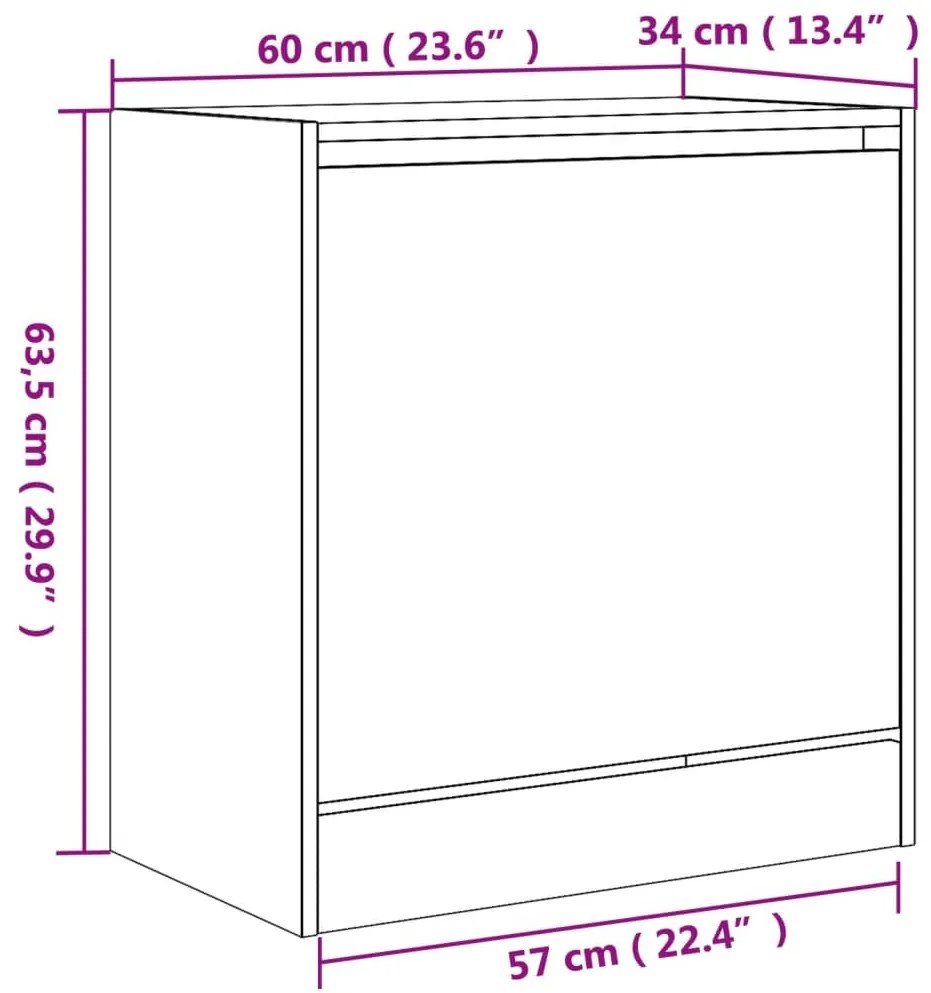 fekete szerelt fa cipőszekrény 60 x 34 x 63,5 cm