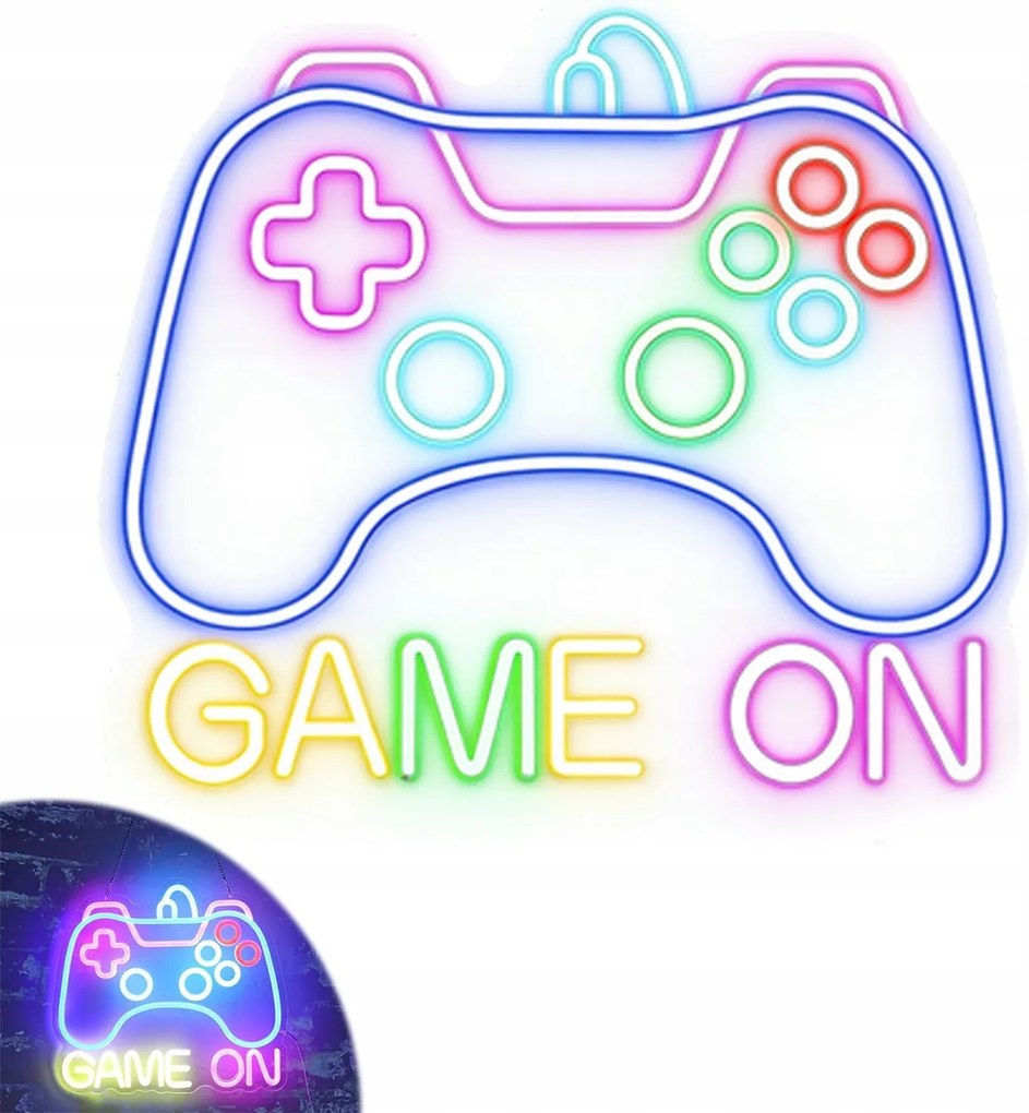Neon Led ajándék fali neon szoba Game On Usb Éjszakai Lámpa