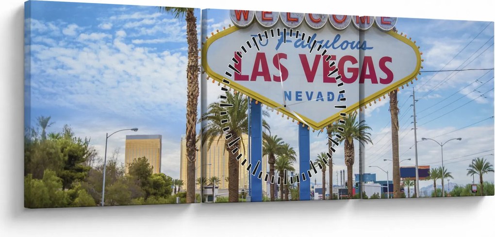 Kép - Las Vegas (órával) (90x30 cm)