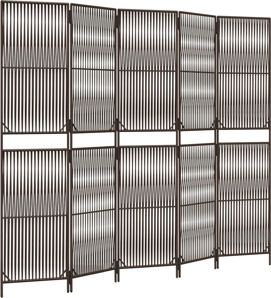 vidaXL barna 5-paneles polyrattan térelválasztó