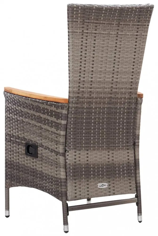 2 db szürke polyrattan kültéri szék párnával