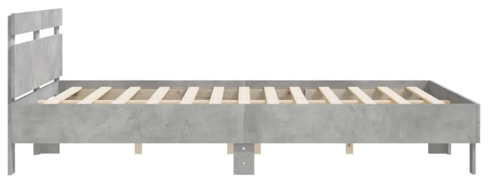 betonszürke szerelt fa ágykeret fejtámlával 160x200 cm