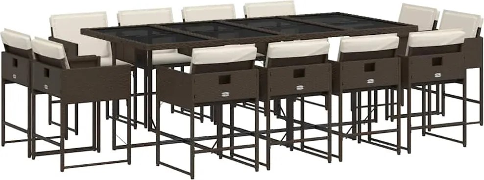 vidaXL 13 részes barna polyrattan kerti ülőgarnitúra párnákkal