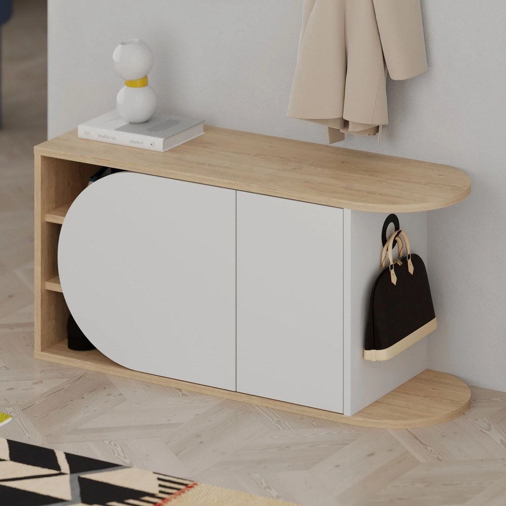 Cipőtároló Nova Shoe Bench - Oak, White