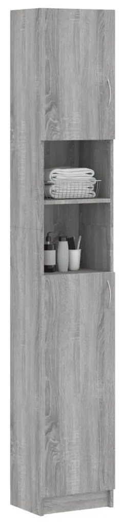 Szürke sonoma szerelt fa fürdőszobaszekrény 32 x 25,5 x 190 cm