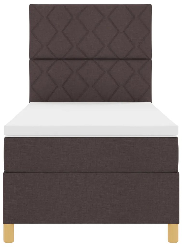 Box Spring Ágy Matraccal & LED Sötét Barna 90x200 cm Szövet