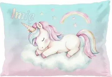 Felhőn alvó unikornis párna – pasztell baba 60x40cm