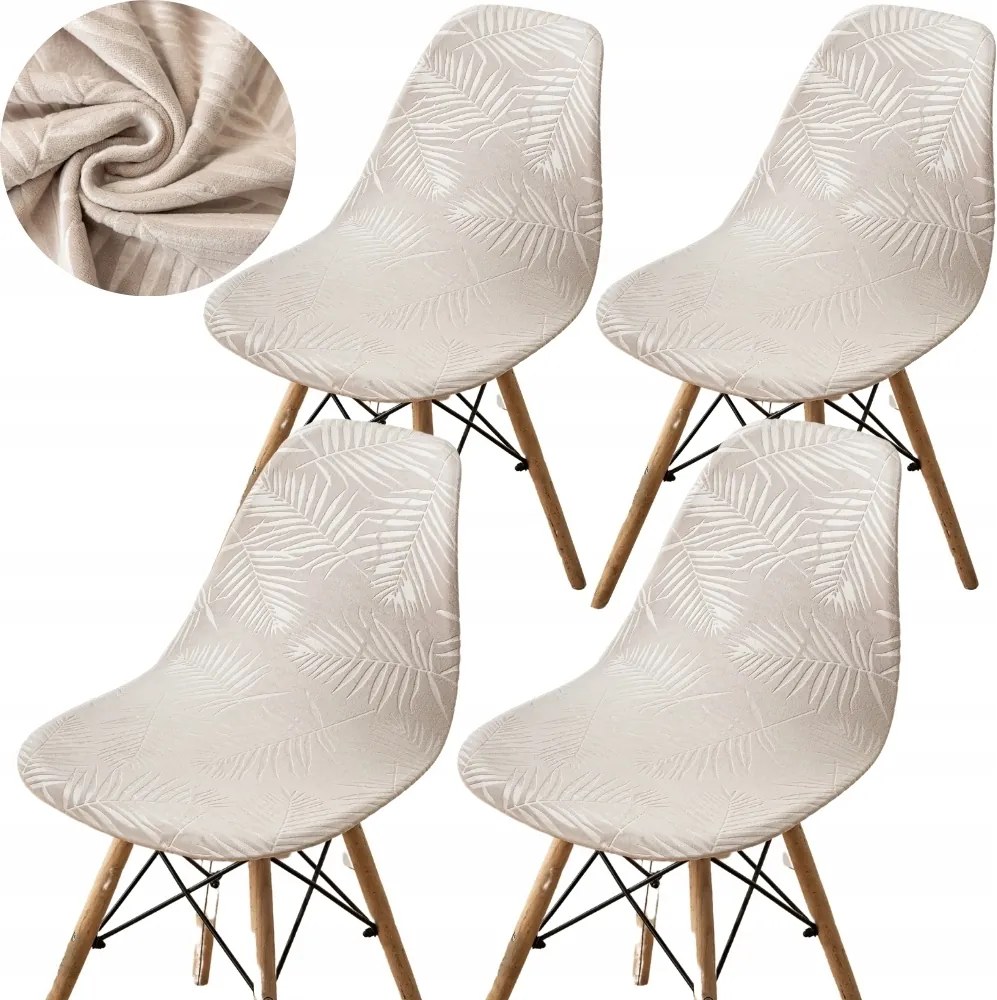 4 Db-os Székhuzat Szett Velúr Skandináv Székek Oeko Tex Bézs