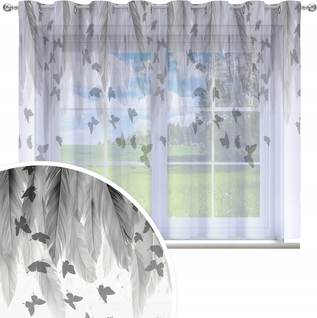 Függöny Kész 300x150 Fátyol Festett Pillangó Mintás 199