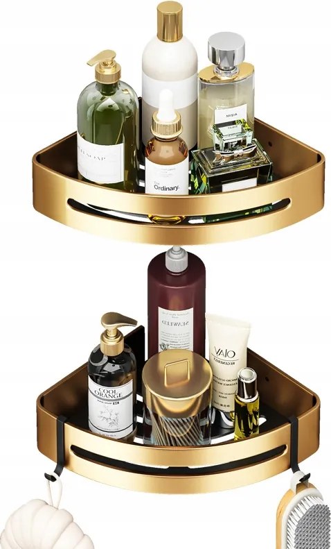 Sarok Fürdőszoba Polc 2db öntapadós arany