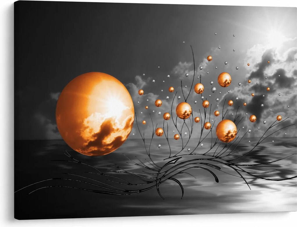 Narancssárga absztrakt gömbök képe (70x50 cm)