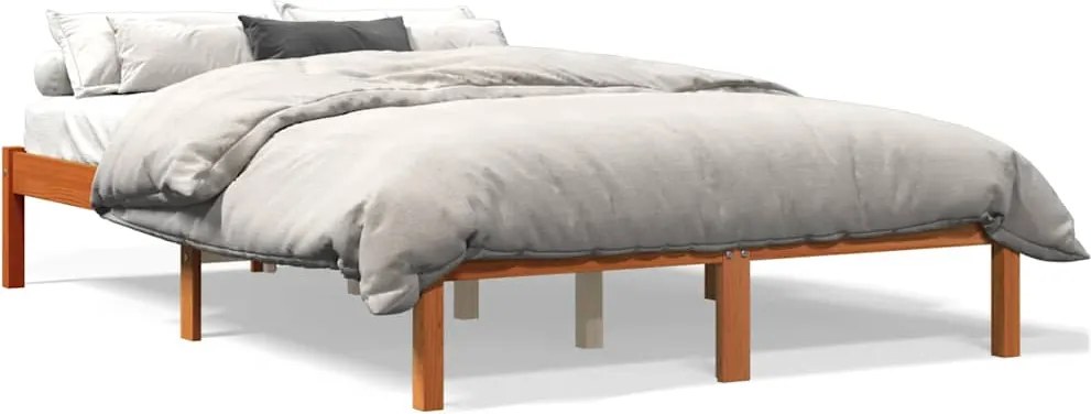 vidaXL viaszbarna tömör fenyőfa ágy matrac nélkül 140 x 200 cm