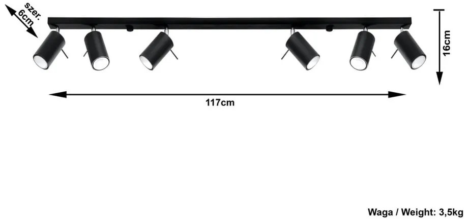 Etna 6L fekete mennyezeti lámpa - Sollux