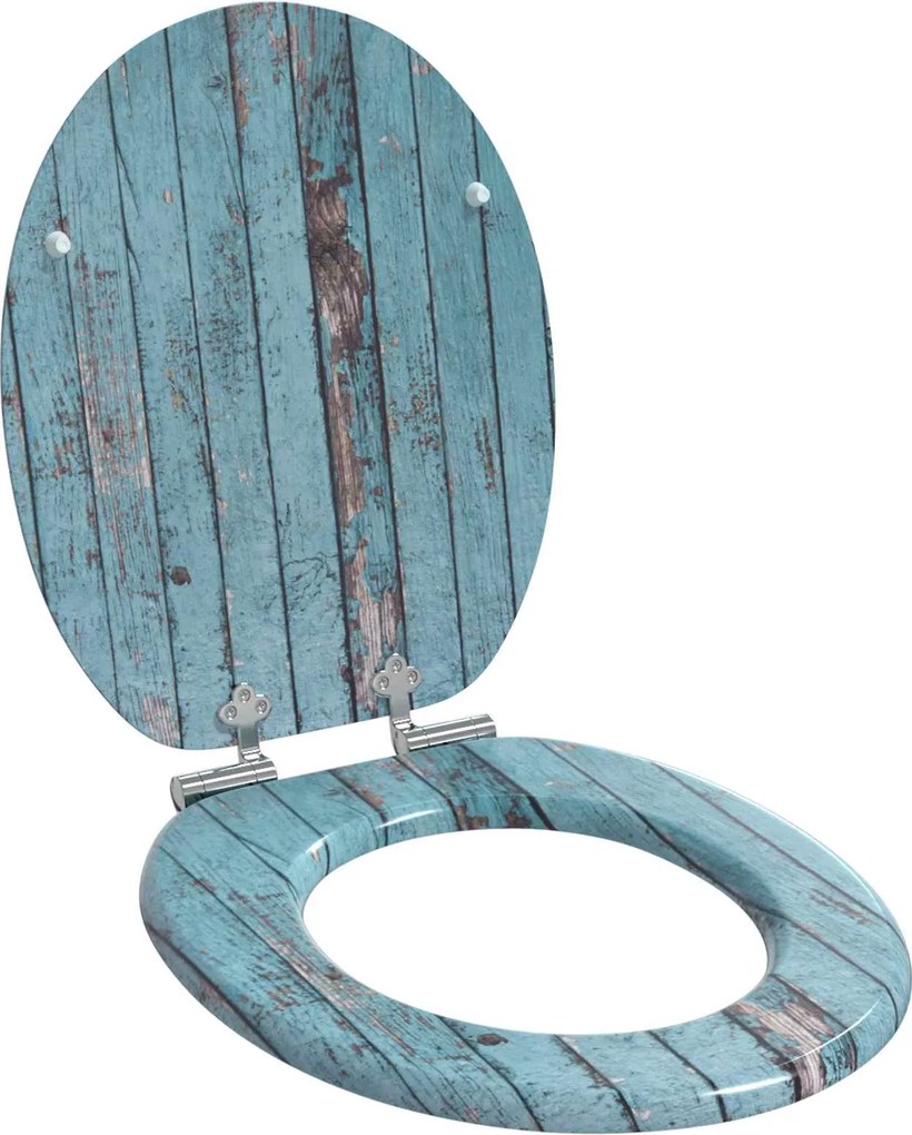vidaXL Lágy záródású WC ülőke Kék 44 x 38 cm MDF lap