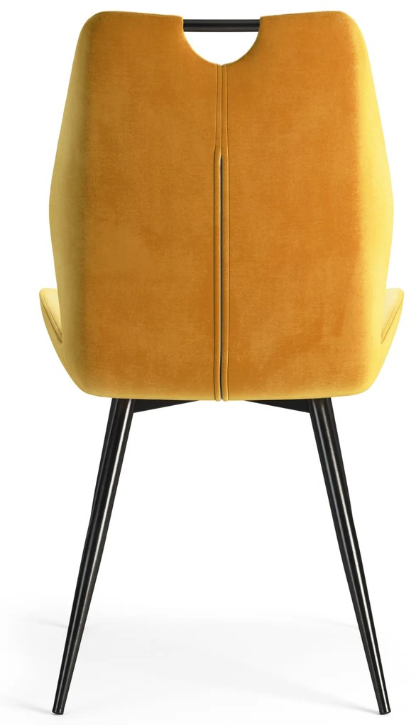 MAZZONI EXPORT ARNO Curry (Bluvel 68 szövet) - MODERN KÁRPITOZOTT ÉTKEZŐSZÉK NAPPALIBA/ÉTKEZŐBE VELVET FOGANTYÚVAL SÁRGA/MUSTÁRSÁRGA