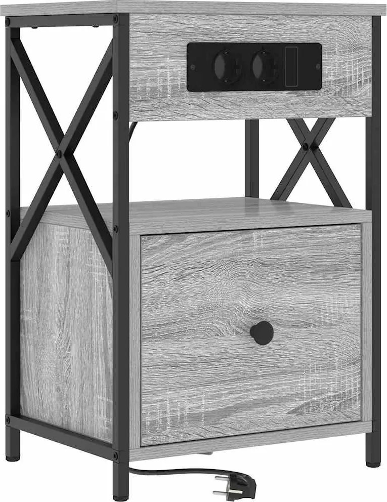 vidaXL Éjjeliszekrény fiókkal Szürke Sonoma 40 x 31 x 60 cm Faanyag