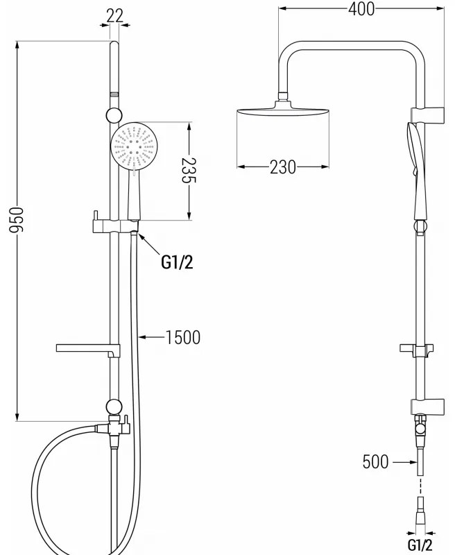 Mexen X67 zuhanygarnitúra felső fejjel 230 mm, króm, 798676791-00