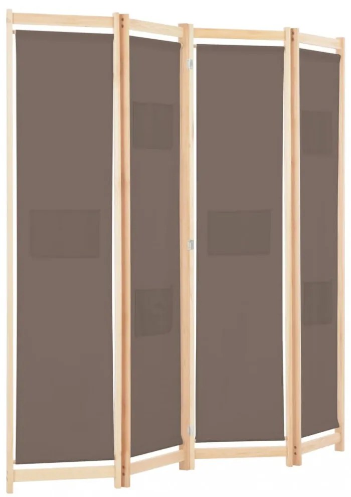 barna 4-paneles szövetparaván 160 x 170 x 4 cm