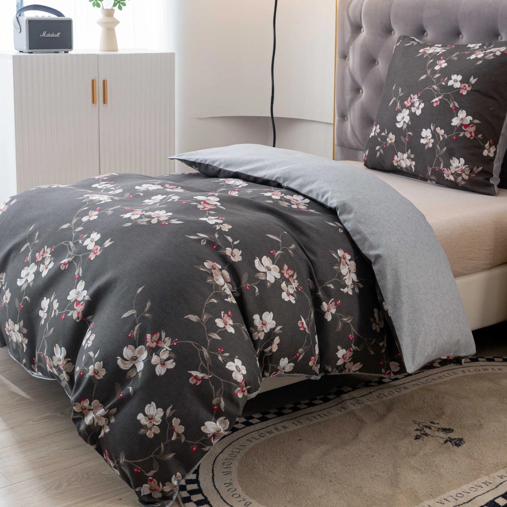 BLOSSOM szürke mikroszálas flanel ágyneműhuzat Ágyneműhuzat mérete: 70 x 90 cm | 140 x 200 cm