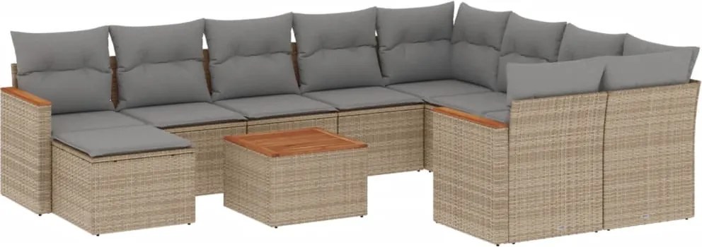 vidaXL 11részes vegyes bézs polyrattan kerti ülőgarnitúra párnákkal