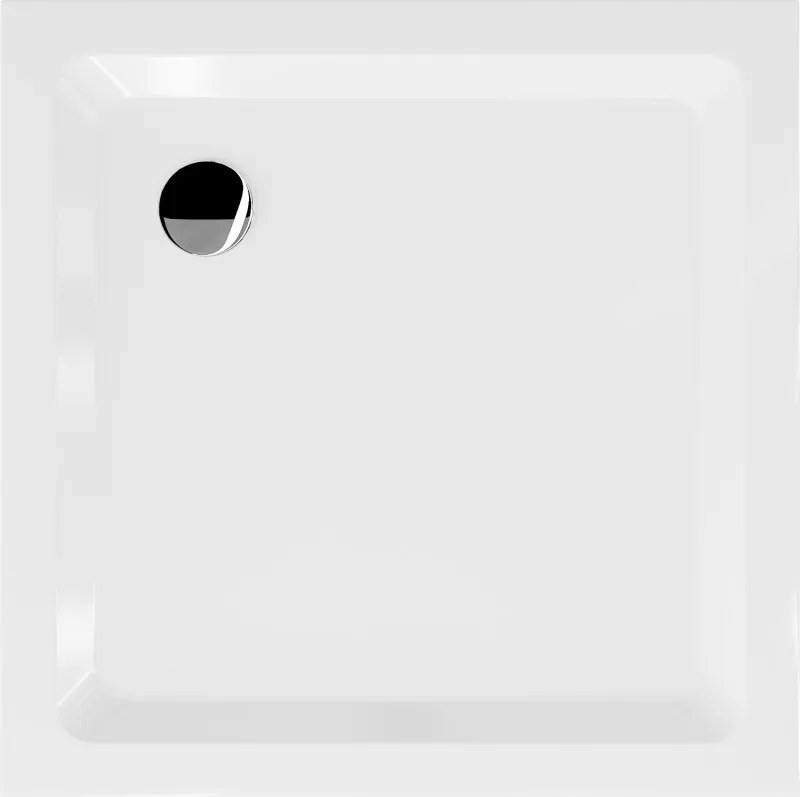 Mexen Flat 100 x 100 cm-es vékony négyzet alakú zuhanytálca, fehér, króm szifonnal - 40101010