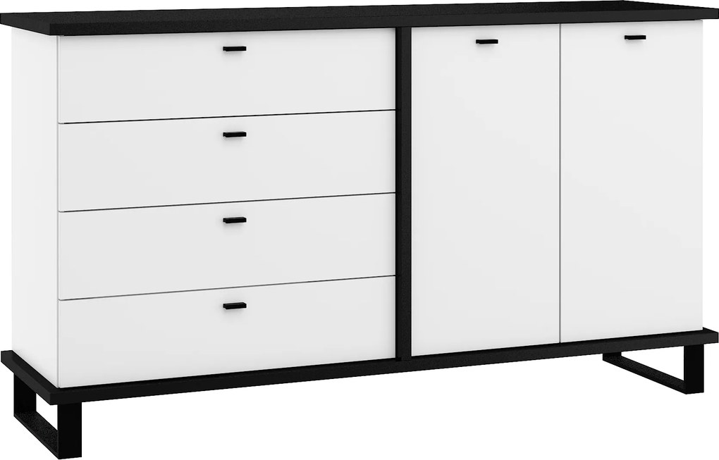 Cross komód CRO-07 2D4S fekete fehér matt 160 cm