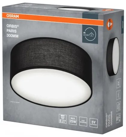 Osram - mennyezeti lámpatest ORBIS PARIS 1xE27/25W/230V átm. 30 cm fekete