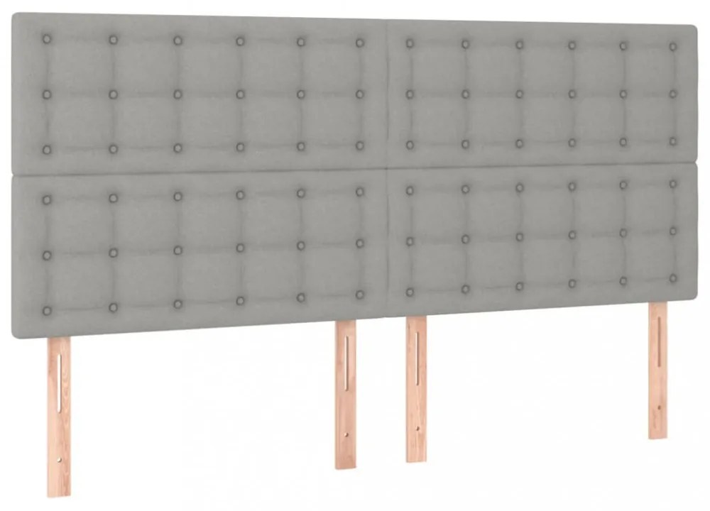 világosszürke szövet rugós és LED-es ágy matraccal 160x200 cm
