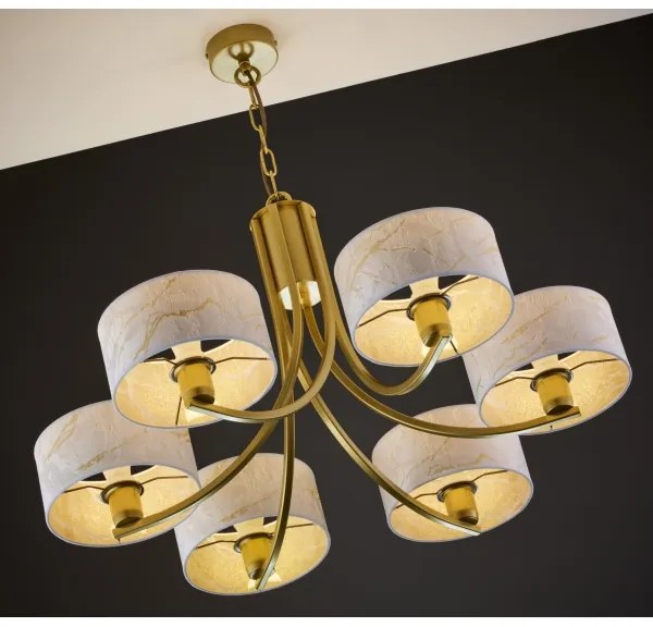 Jupiter 2098 - Láncos csillár ARTHUR 6xE27/15W/230V fehér/arany/márvány dekor