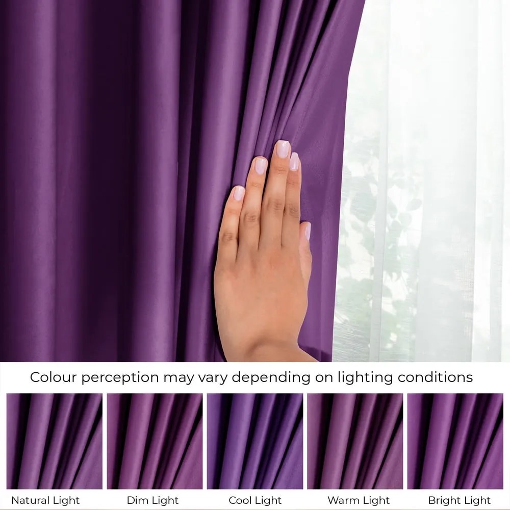 Lila bársony dimout (részleges sötétítő) függöny 140x245 cm Pleat – Restilo