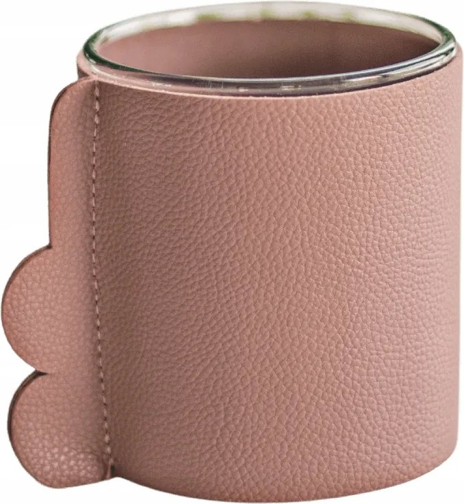 Váza bőr borítással pink 10 cm