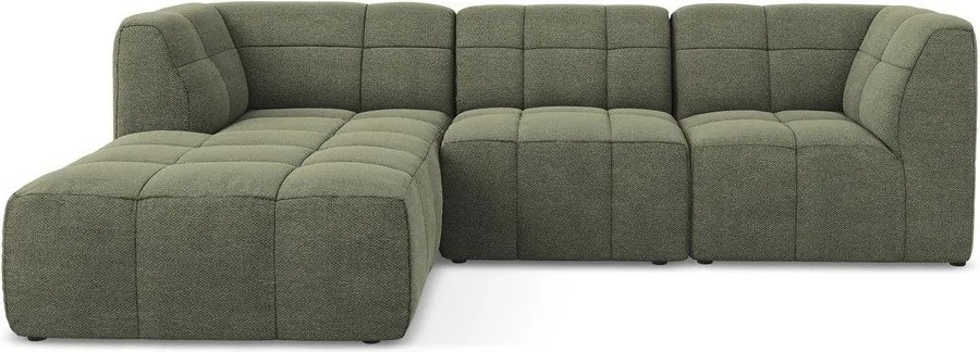 Zöld buklé sarokkanapé (bal oldali-heverő résszel) Aloha – Makamii