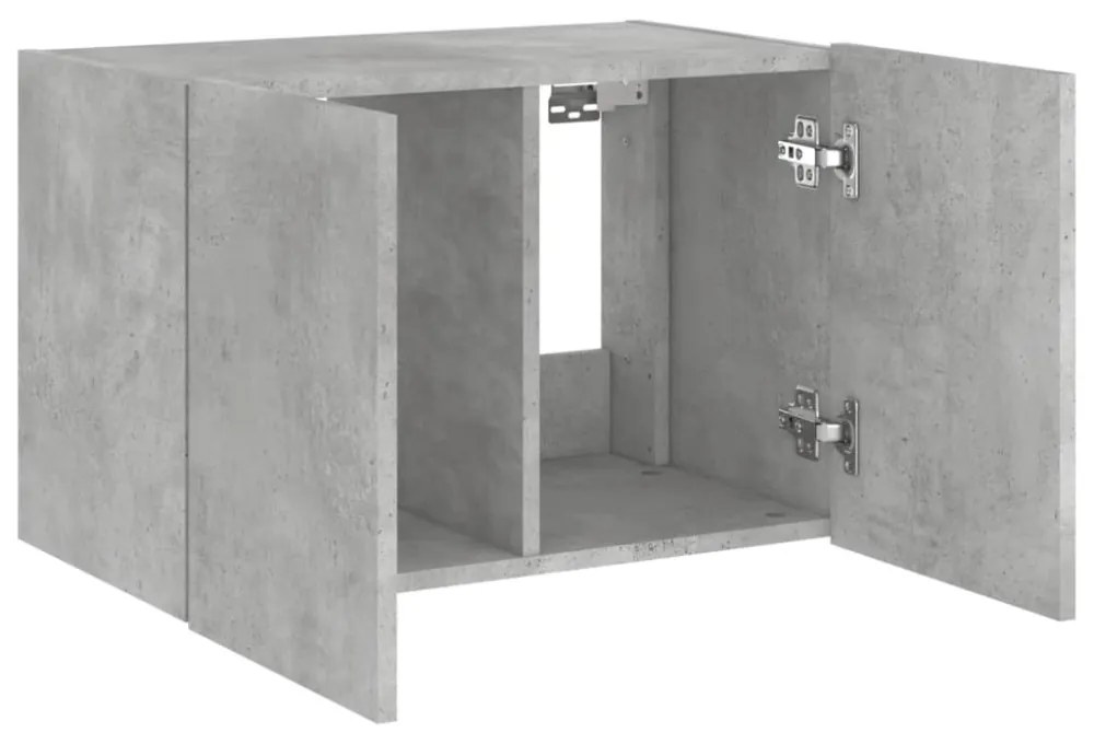 betonszürke falra szerelhető TV-szekrény LED-del 60x35x41 cm