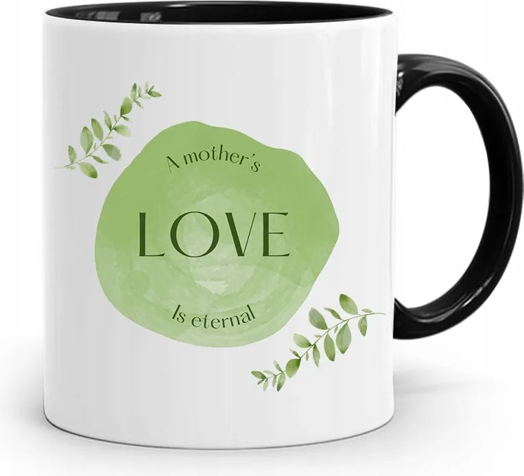 Fekete Bögre Ajándék Anyukáknak Love Is Eternal fényképes nyomattal