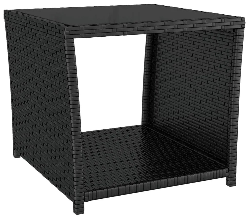 3 részes fekete polyrattan kerti étkezőgarnitúra párnákkal